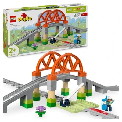 Image de LEGO® DUPLO® Town 10426 Set d&#039;extension : Les rails et le pont du train