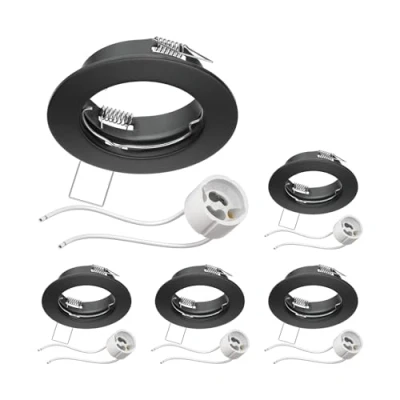 Afbeelding van ledscom.de 5 stuks inbouwspots met behuizing voor in het plafond, FERE, mat zwart (led/halogeen/GU10/MR16/PAR16/50mm) incl. GU10 fitting