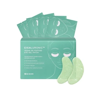 Image de [MIZON] CICALURONIC Vegan DE PUFFING EYE GEL PATCHES (x42) Korean Skincare Patchs yeux dégonflant Hydratation Intense et Éclat Soin anti âge &amp; cernes 100% Format voyage