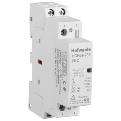 Afbeelding van Hofwgele HCH8s 25Z Schakelaar 12V DC 2NO 2 polig Modulair Huishoudelijke 25A 50/60Hz AC Modulaire voor Smart Home Hotel (HCH8s DC12V)