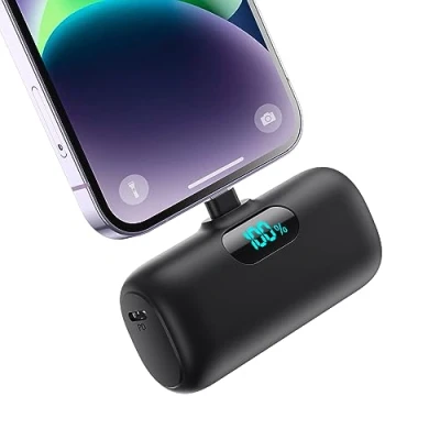 Afbeelding van Externe mini batterij voor iPhone, 5000 mAh, upgrade 15 W, PD 3,0 A, snel opladen, compact en licht, lcd display, draagbare oplader, compatibel met iPhone 14/14 Pro Max/13/12/11/XR/X/8/7/6