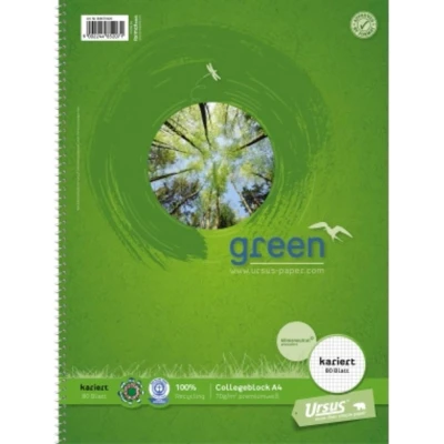 Afbeelding van Ursus Classic 608570020 Collegeblok Groen DIN A4 Geruit Aantal paginas: 80