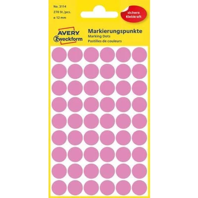 Afbeelding van Avery Etiket Zweckform 12mm rond blister 5 vel a 54 et. roze