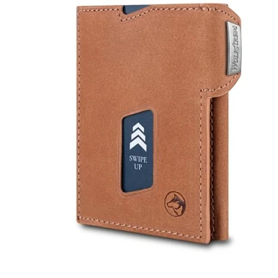Afbeelding van Wolfstrøm Ludvig Slanke portemonnee met muntvak &quot;Ludvig&quot; I 7 + 1 kaarten mini voor dames en heren kleine creditcardhouder klein, (03) Vintage whisky,