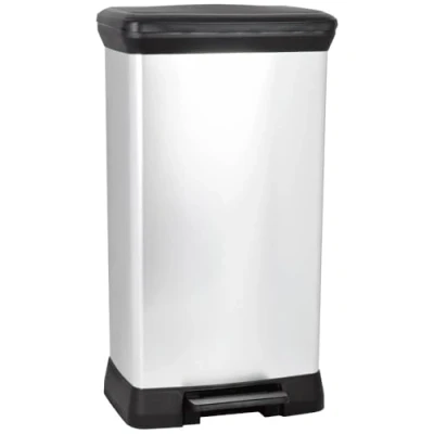 Afbeelding van Curver Deco bin metalics 240643 Afvalbak 50 l (b x h d) 390 720 290 mm Zilver, Zwart 1 stuk(s)