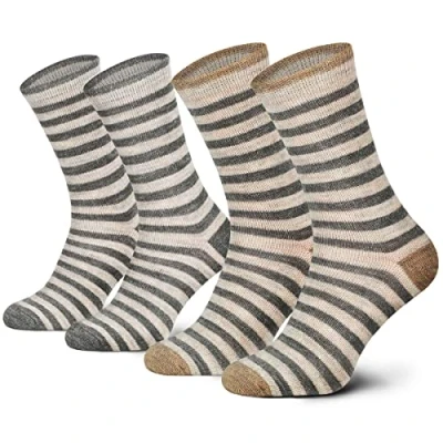 Afbeelding van 2 paar alpaca sokken wollen voor dames en heren ademende behaaglijke van fijne wol, Beige
