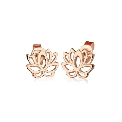 Afbeelding van Elli Lotusblume Blume BLÜTE Lotus Talisman Oorbellen Rose goldcoloured, Dames, Maat: One Size, gold coloured