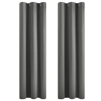Afbeelding van Deconovo Warmte isolerende verduisteringsgordijnen, modern design met oogjes, gordijnen voor woonkamer en slaapkamer, 107 x 183 cm (breedte hoogte), lichtgrijs, 2 stuks