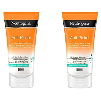 Afbeelding van Neutrogena Anti pilling gezichtsreiniger, 2 in 1 reiniging en salicylzuurmasker voor onzuivere huid, olievrij, 150 ml