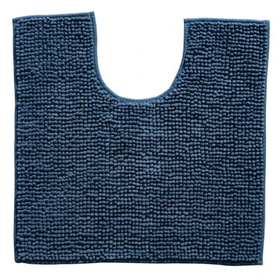 Afbeelding van Indiana Fluffy Soft Effen Badmat met Uitsparing Touch Blauw Navy 50x50 cm Rechthoek Polyester Tapijtenloods