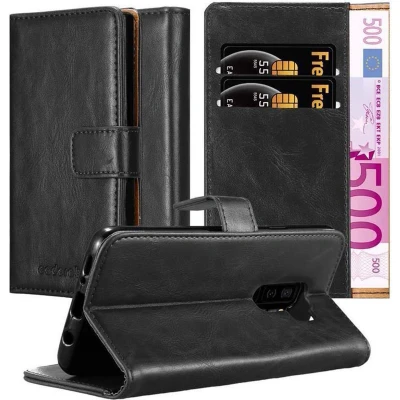 Afbeelding van Cadorabo Hoesje geschikt voor Samsung Galaxy S9 PLUS in ZWART GRAFIET Beschermhoes met magnetische sluiting, standfunctie en kaartvakje Book Case Cover Etui