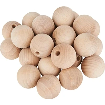 Afbeelding van Halfgeboord, houten ballen Ø 40 mm, 25 stuks