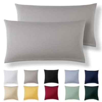 Afbeelding van Alreya Lot de 2 housses coussin 40 x 70 cm, Gris clair, 100 % jersey coton, Avec fermeture éclair