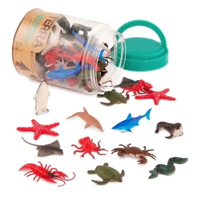 Afbeelding van Terra by Battat Zeedieren in tube speelset dierenfiguren voor kinderen 60 stuks