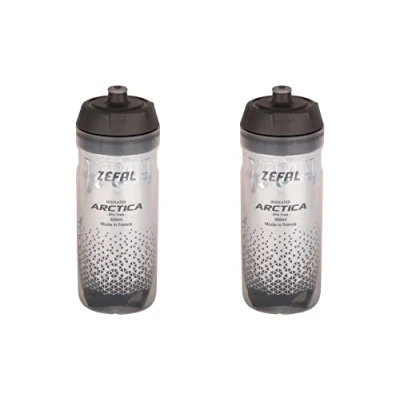 Afbeelding van ZEFAL Arctica 55 Fietsfles, 2 stuks, 550 ml, thermosfles, geurloos en waterdicht, sportfles, BPA vrij, zilver/zwart