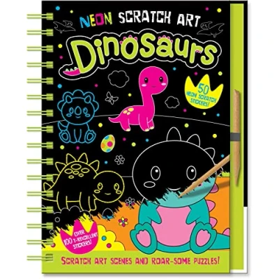 Afbeelding van Neon Scratch Art Dinosaurs