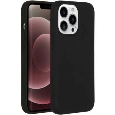 Afbeelding van Accezz Hoesje Geschikt voor iPhone 13 Pro Max Siliconen Liquid Silicone Backcover Zwart