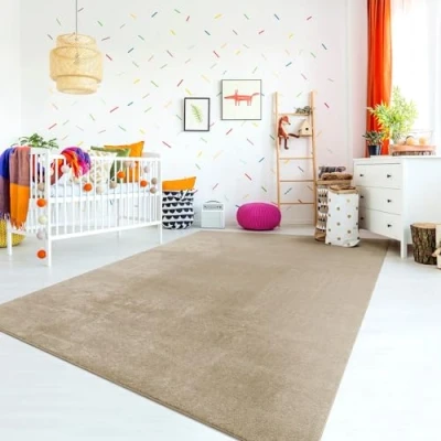 Afbeelding van TT Home Vloerkleed kinderkamer wasbaar antislip zacht modern pastel patroon kleur donkerbeige afmetingen: 200x280cm