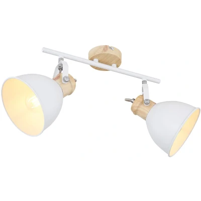 Afbeelding van Plafondlamp Wiho van metaal wit/houtoptiek 2 lamps