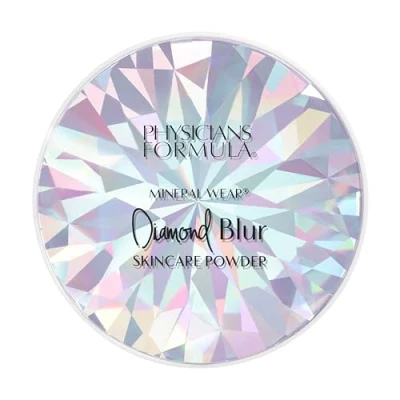 Afbeelding van Physicians Formula Mineral Wear Diamond Blur Skincare Powder, doorschijnend poeder voor het gezicht met wazig effect en poriënverdeling, langdurig mat poeder, transparant