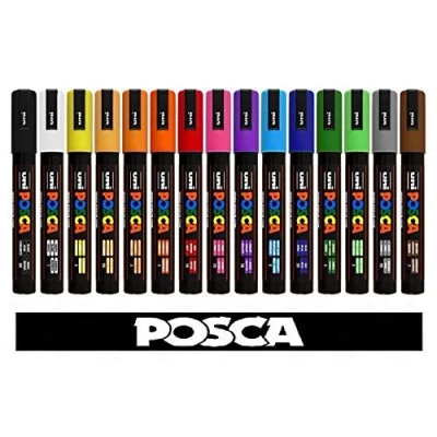 Afbeelding van POSCA Uni Ball PC 5M Tempera Marker, 15 kleuren gesorteerd, professionele set