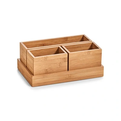 Afbeelding van Zeller pennenbakje/bureau organizer 28 x 18 11 cm bamboe hout