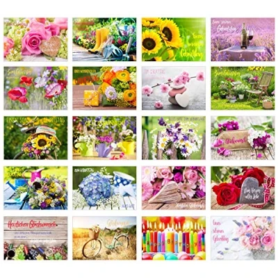 Afbeelding van Edition Seidel 20 exclusieve premium verjaardagskaarten met envelop, wenskaart voor verjaardag, verjaardagskaart mannen en vrouwen, Happy Birthday ticket