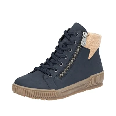 Afbeelding van Rieker Montante Brasilia Sneakers hoog, Dames, Maat: 38, Bleu Textiel
