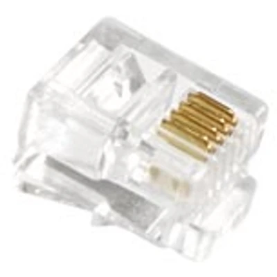 Afbeelding van RJ11 krimp connector (6P4C) voor platte telefoonkabel per stuk / transparant