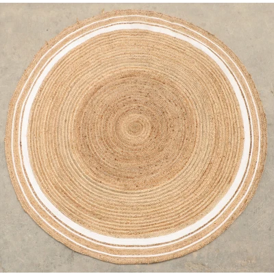 Afbeelding van Vloerkleed Jaipur Jute Tapijt 100% Natur Wit rond 150 cm