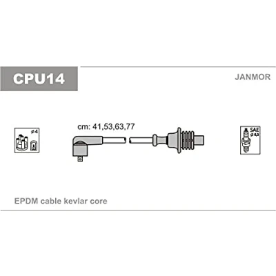 Afbeelding van JANMOR CPU14 Bougiekabelset PEUGEOT: 205 II Hatchback, 309 Convertible, CITROËN: Xantia BX ZX Hatchback