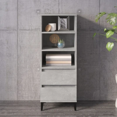 Afbeelding van Hoge kast 40x36x110 cm bewerkt hout betongrijs