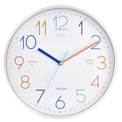 Afbeelding van Acctim Afia Onderwijs Kinderwandklok, Niet tikkend, Kwartaal, 30 cm, Wit