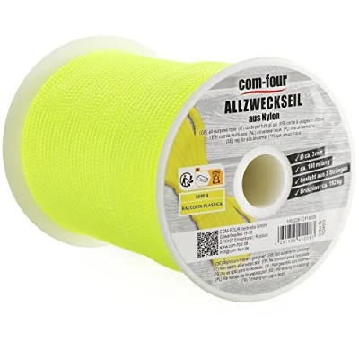 Afbeelding van COM FOUR® Paracord koord Ø 3 mm, 100 m voudig touw voor boten, camping, outdoor nylon met een draagvermogen van 192 kg tenttouw, scheerlijn, universeel