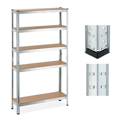 Afbeelding van Relaxdays Heavy Duty rek 5 niveaus HBT 180x100x30cm draagvermogen 1250kg opbergrek kelderrek garage metaal zilver