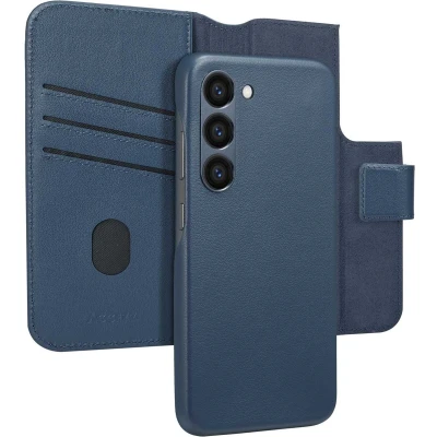 Afbeelding van Accezz Hoesje Geschikt voor Samsung Galaxy S23 Met Pasjeshouder Leather Bookcase 2 in 1 MagSafe donkerblauw