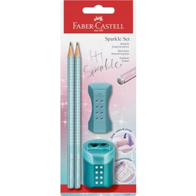Afbeelding van Faber Castell, Potlood, Schrijfset 4 delig Sparkle ocean metallic (2 mm, B, 4 x)