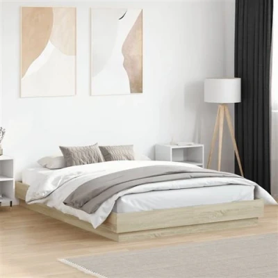Afbeelding van vidaXL Bedframe met LED verlichting sonoma eikenkleurig 140x200 cm