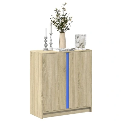 Afbeelding van Dressoir met LED 77x34x85 cm bewerkt hout sonoma eikenkleurig
