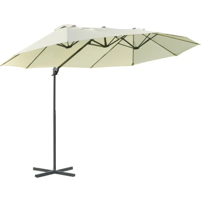 Afbeelding van Outsunny parasol met zwengel dubbele tuinparasol zonwering metaal 84D 085