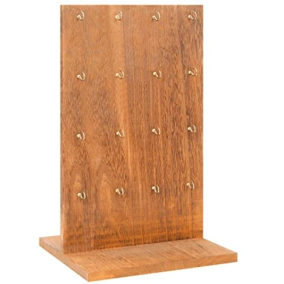 Afbeelding van Belle Vous Houten 2 Zijdig Roterende Sieraden Display Opslag Standaard Tafeltop Hangen Organiser 16 Haken Elke Kant Hanger voor Kettingen, Armbanden, Ringen, Horloges &amp; Oorbellen