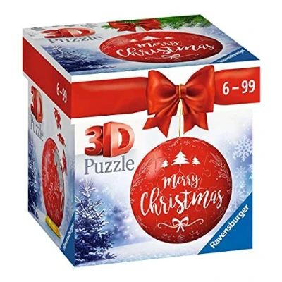 Afbeelding van Ravensburger 3D puzzel kerstbal Merry Christmas 11268 54 stukjes voor kerstfans vanaf 6 jaar
