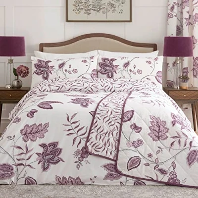 Afbeelding van Dreams &amp; Drapes Just Contempo Beddengoedset, bloemenpatroon, 260 x 220 cm, paars
