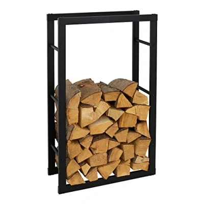 Afbeelding van Haardhoutrek 60x100x25 cm Zwart Metaal ML Design