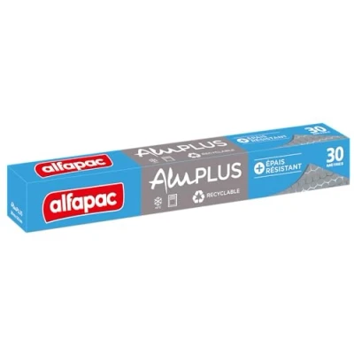 Image de ALFAPAC Aluminium Gaufré AluPlus 30m 1 Rouleau Epais &amp; Résistant Recyclable x 29cm