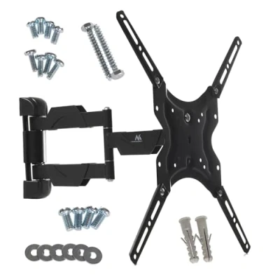 Image de Maclean MC 743 Support bras réglable pour écran plat métal noir Taille d&#039;écran : 13&quot; 50&quot; montable sur mur