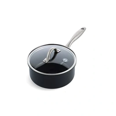 Afbeelding van GreenPan Lima Midnight Pan met antiaanbaklaag van geanodiseerd keramiek, gezond, deksel 20 cm/3,1 l, PFAS vrij, geschikt voor inductie, ovenbestendig, vaatwasmachinebestendig, zwart
