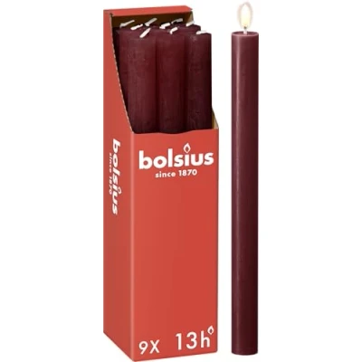 Afbeelding van Bolsius Dinerkaars Rustiek Velvet Red 27 cm 9 Stuks