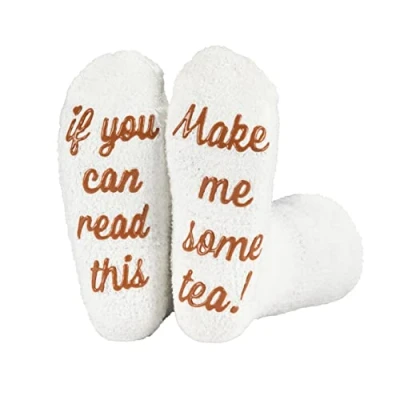 Afbeelding van Polar sokken &quot;If You Can Read This &quot; &quot;Bring Me Some Tea&quot; geschenkverpakking cadeau voor vrouwen katoenen met grappig citaat dikke warme u, Thee, roze