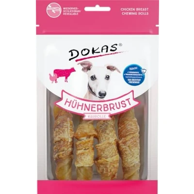 Afbeelding van Dokas Hunde Snack Hühnerbrust Kaurolle 90g (10 Stück)